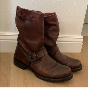 Frye Women's Brown Leather Buckle Boots